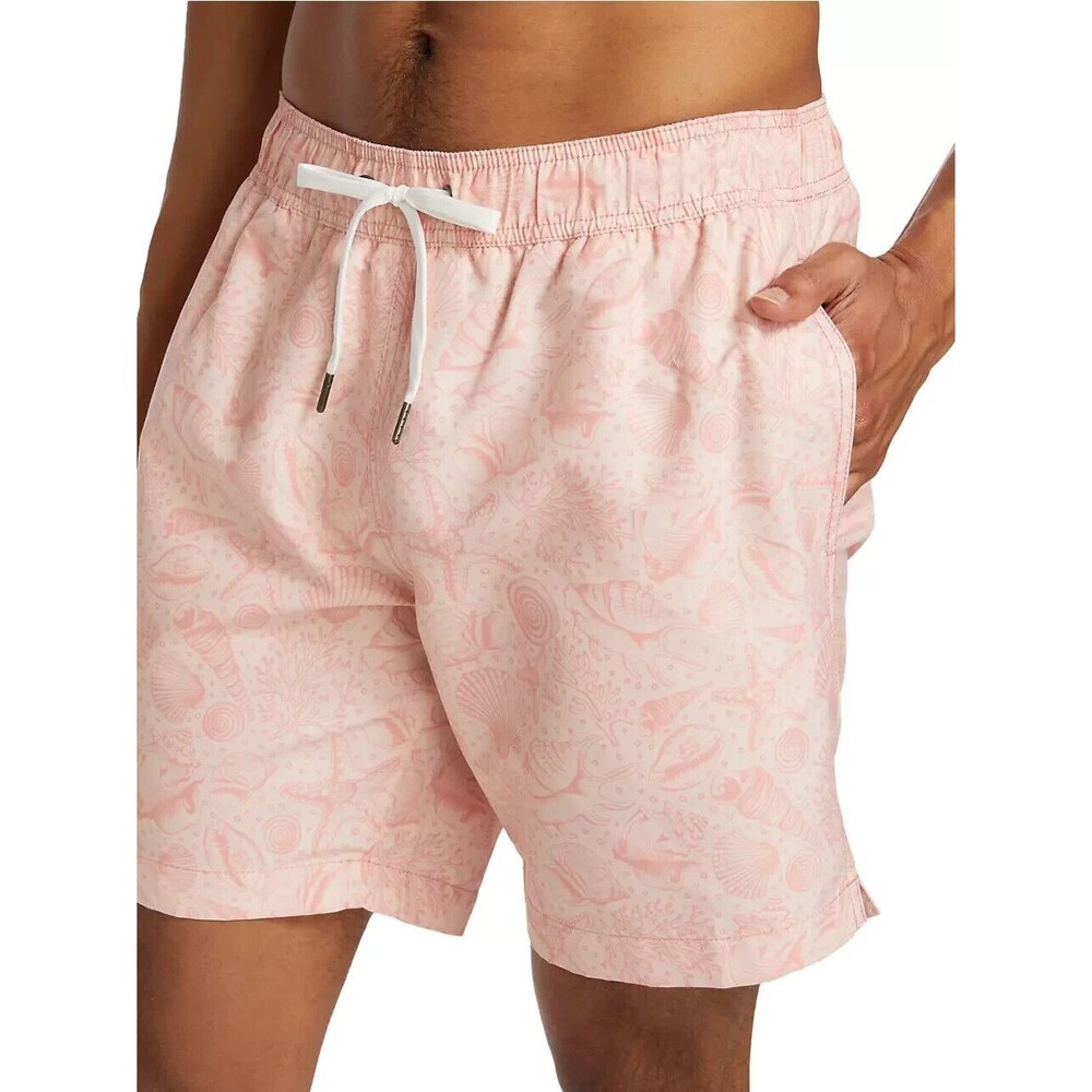 Saks Fifth Avenue Collection Men's Sea Life Swim Trunks Size L Peach Whip Shells